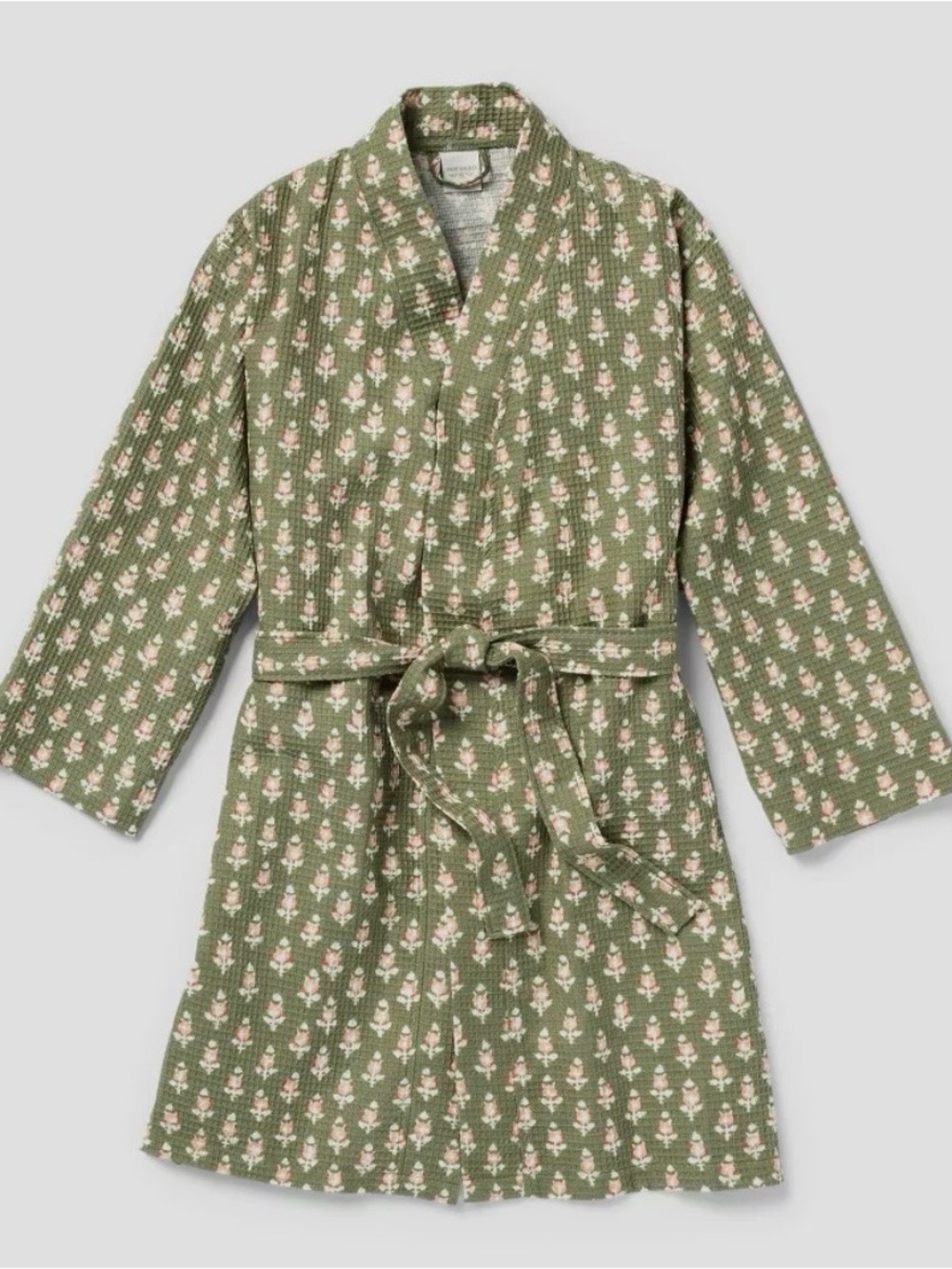 Floral Waffle Bath Robe Green/Pink - Threshold - Picture 2 of 13